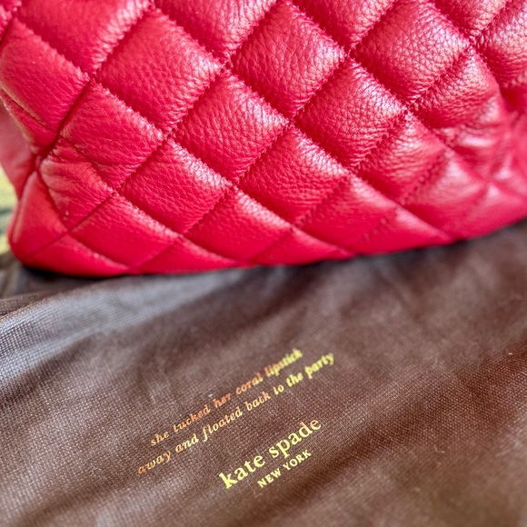 SOLD: Kate Spade Red Quilted Shoulder Bag with Gold Chain - Picture 13 of 13